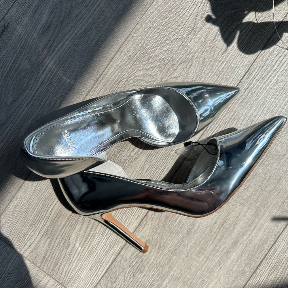 Mango Metallic Silver Heels